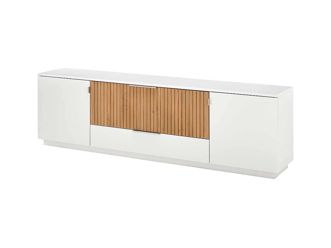 Fernseh Unterschrank in Eiche Bianco und Weiß 223 cm breit