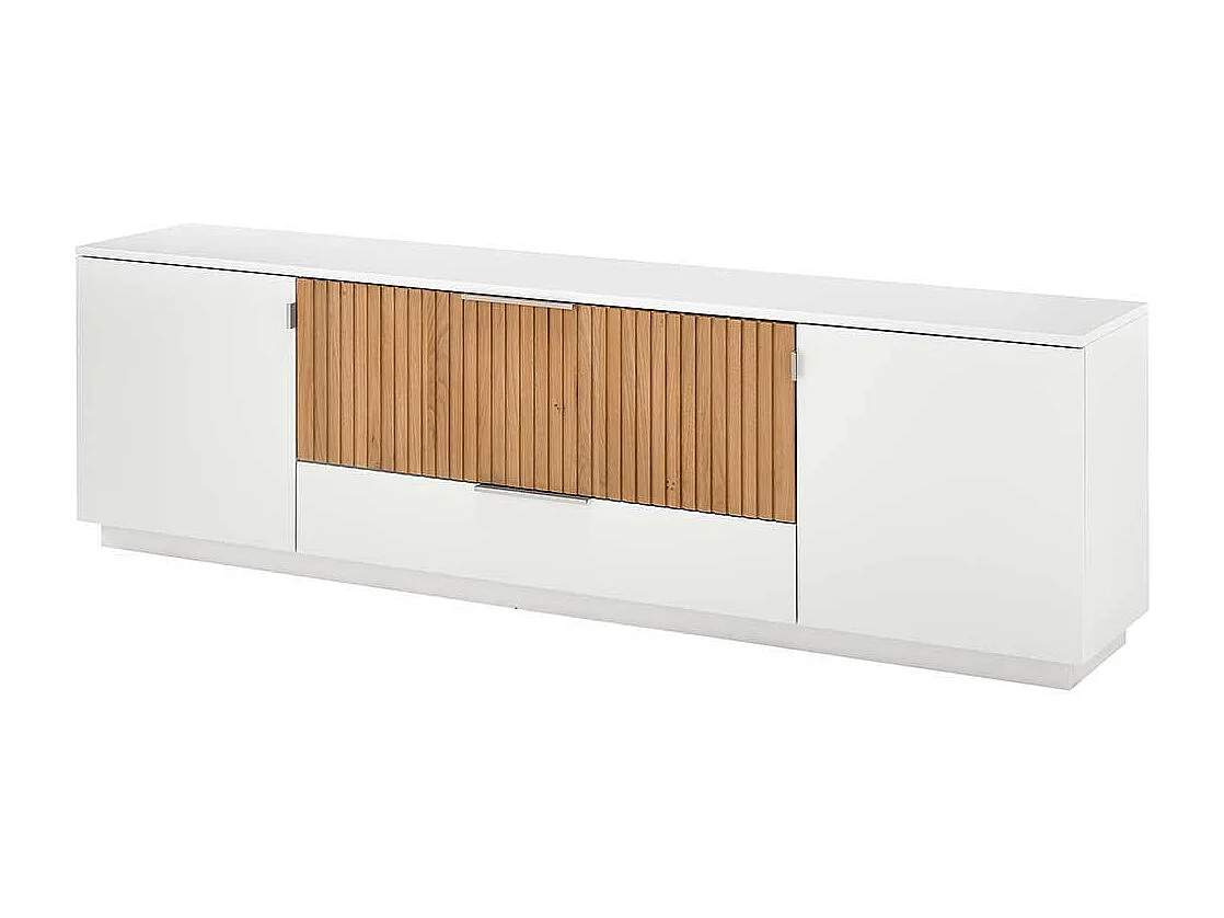 Fernseh Unterschrank in Eiche Bianco und Weiß 223 cm breit