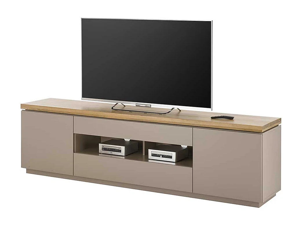 Flachstrecke Wohnzimmer in Taupe zwei Schubladen und Türen