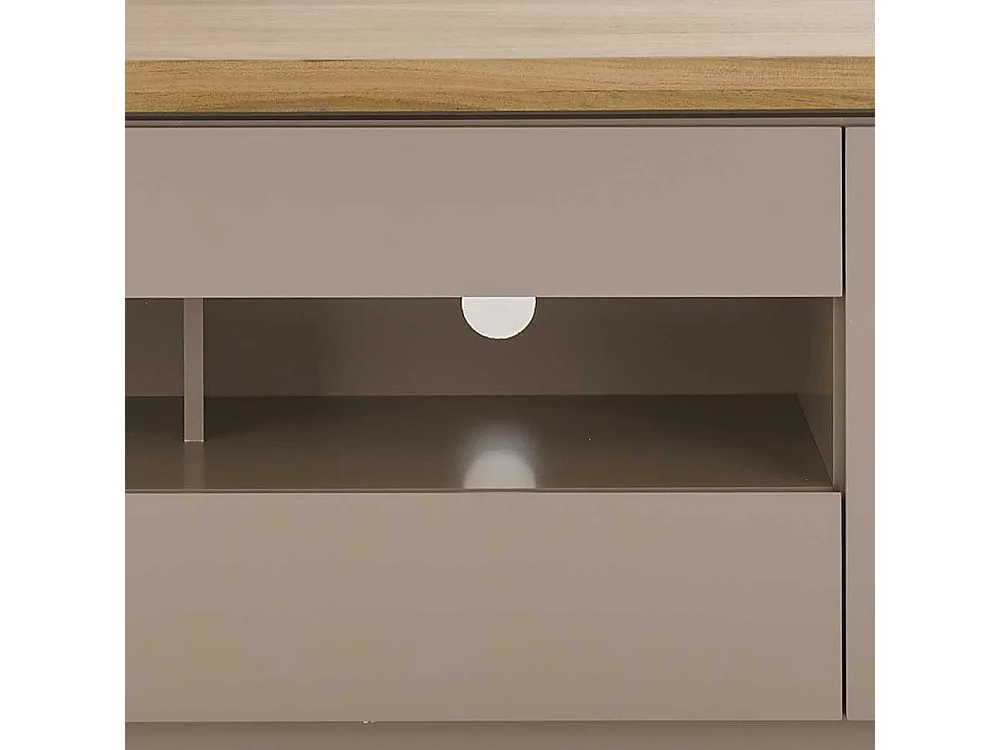 Flachstrecke Wohnzimmer in Taupe zwei Schubladen und Türen