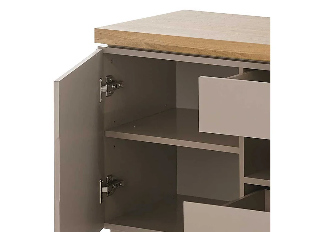 Flachstrecke Wohnzimmer in Taupe zwei Schubladen und Türen