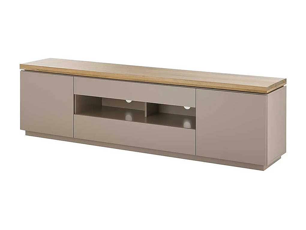 Flachstrecke Wohnzimmer in Taupe zwei Schubladen und Türen