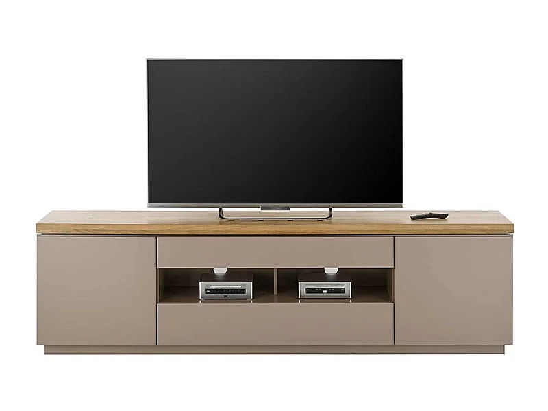 Flachstrecke Wohnzimmer in Taupe zwei Schubladen und Türen