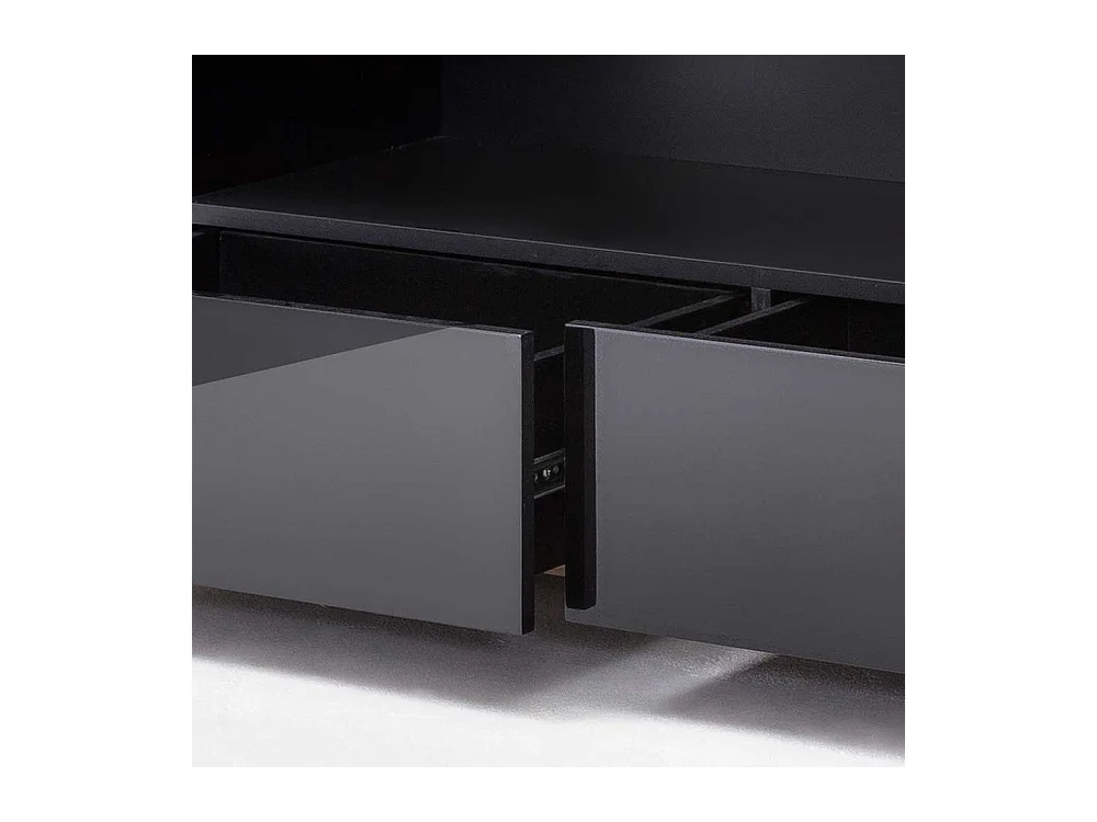 Design Fernsehunterschrank in Schwarz Hochglanz Asteiche Massivholz