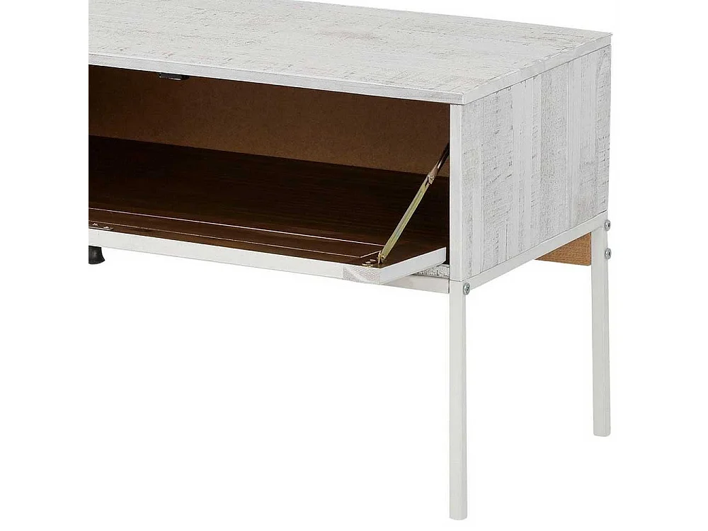 TV Board in Creme Weiß massiv zwei Klappen