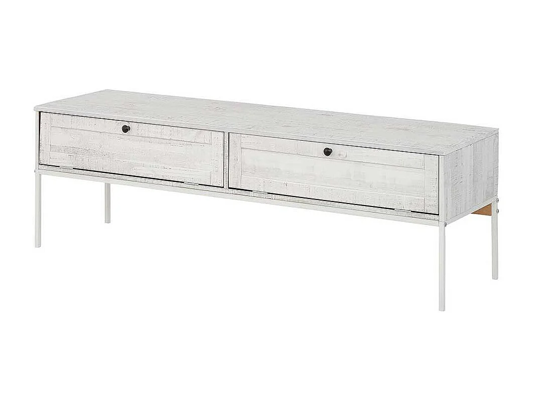 TV Board in Creme Weiß massiv zwei Klappen