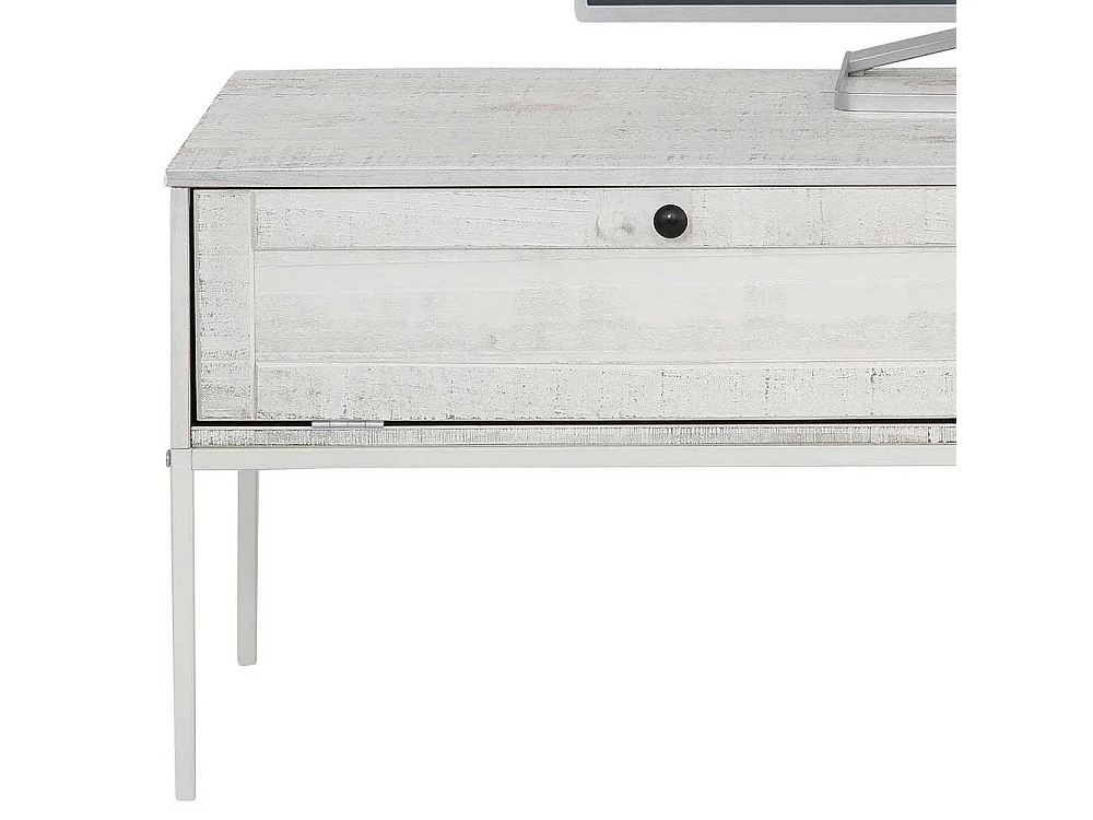 TV Board in Creme Weiß massiv zwei Klappen