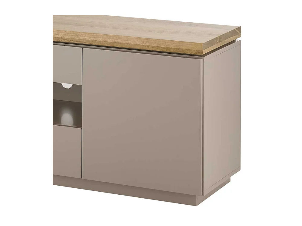 XL TV Lowboard in Taupe Deckplatte aus Akazie Massivholz