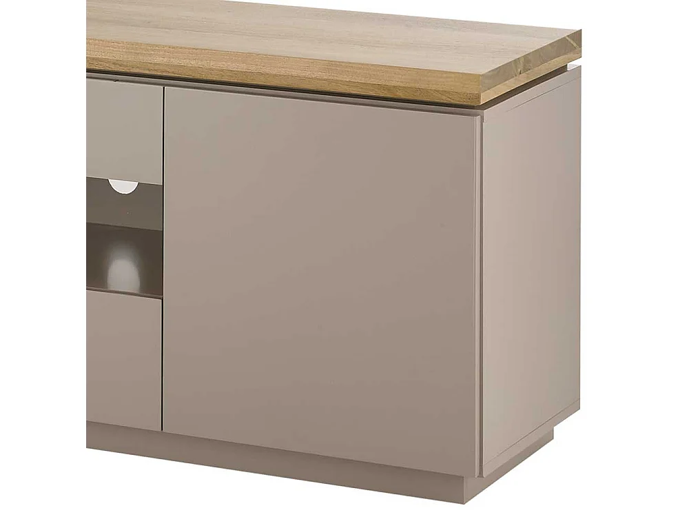 XL TV Lowboard in Taupe Deckplatte aus Akazie Massivholz