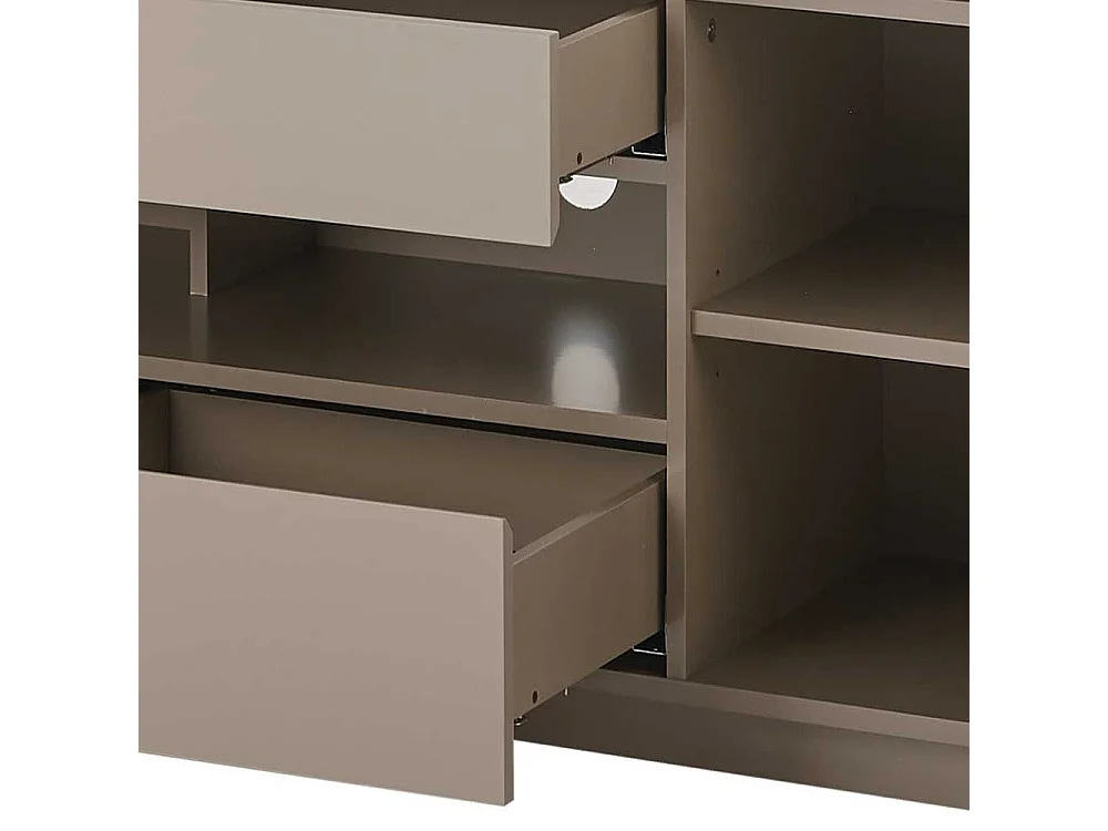 XL TV Lowboard in Taupe Deckplatte aus Akazie Massivholz