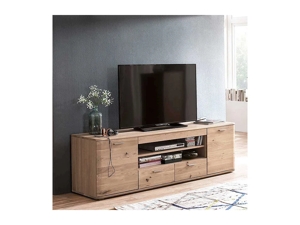 TV Lowboard in Eiche Bianco 200 cm breit