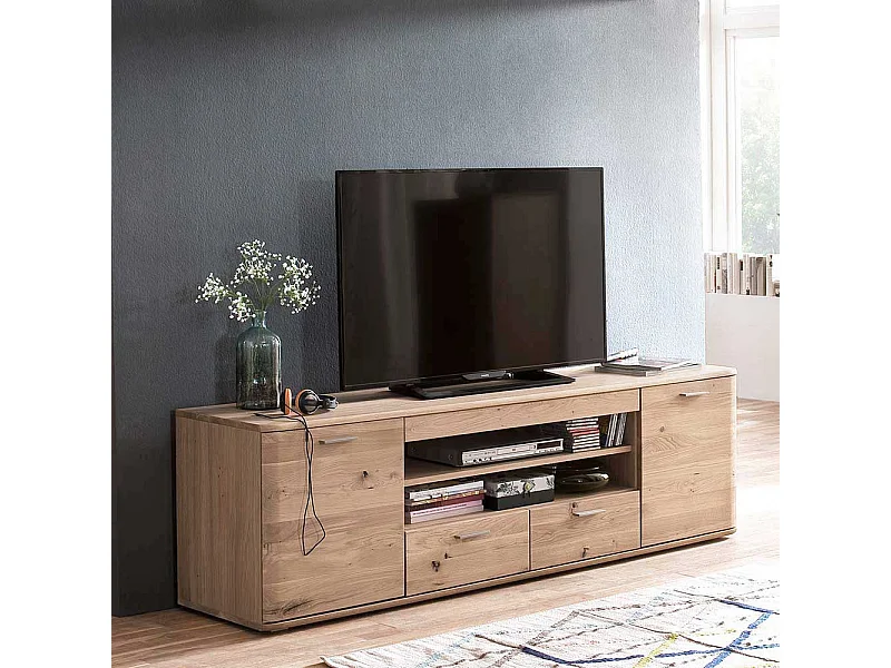 TV Lowboard in Eiche Bianco 200 cm breit