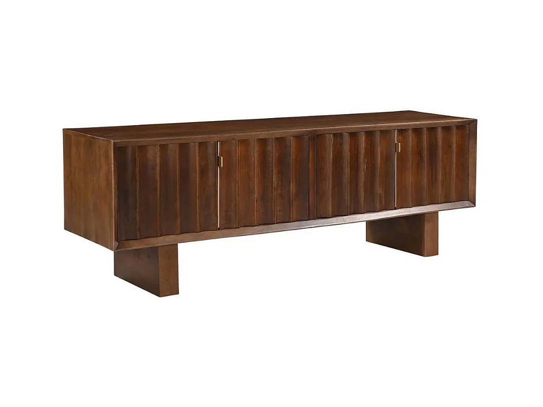 TV Sideboard Fernsehschrank aus Massivholz in Holz Braun