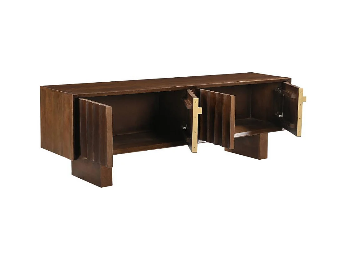 TV Sideboard Fernsehschrank aus Massivholz in Holz Braun