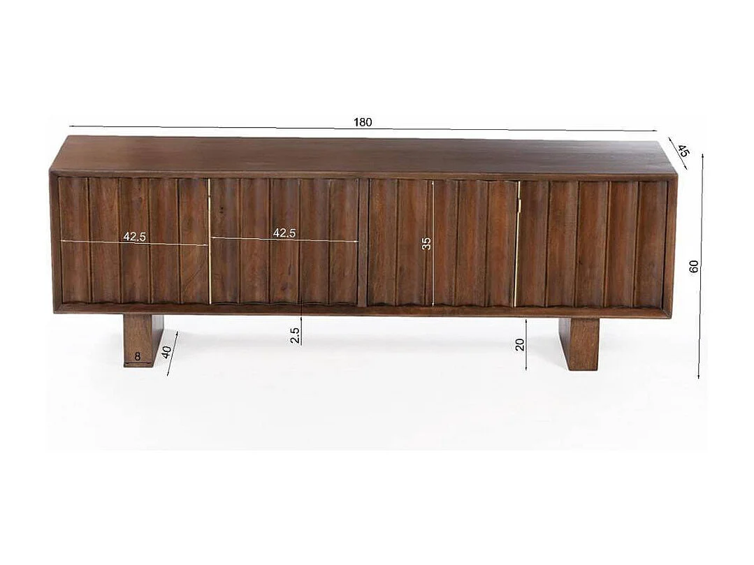 TV Sideboard Fernsehschrank aus Massivholz in Holz Braun