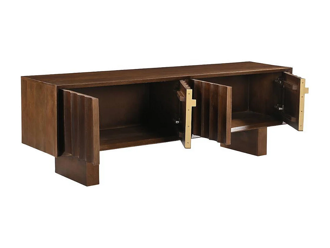 TV Sideboard Fernsehschrank aus Massivholz in Holz Braun