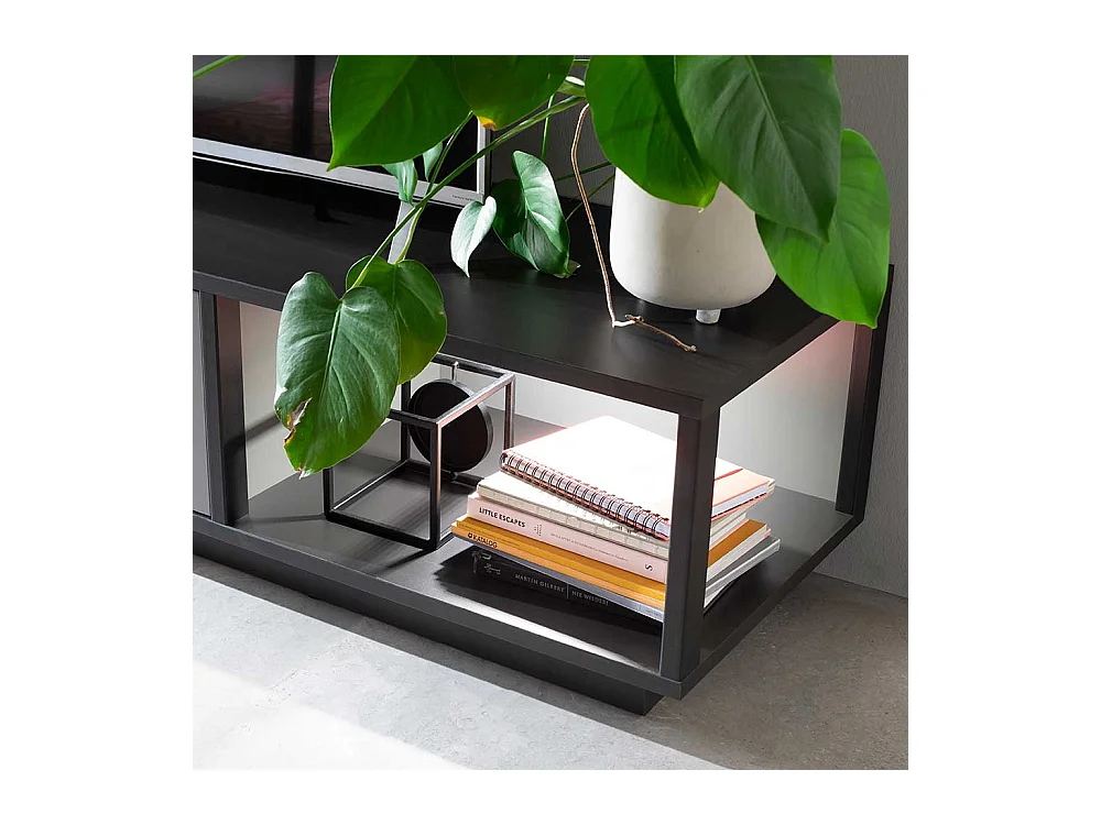 TV Tisch in Grau einer Schublade & offenem Fach