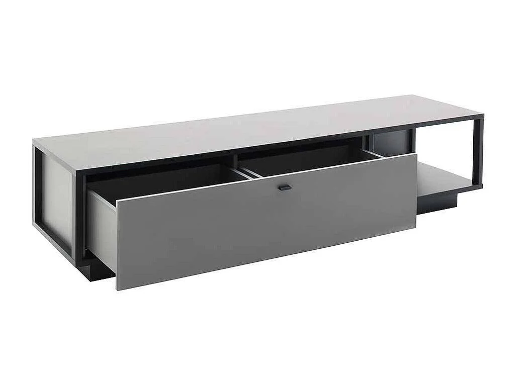 TV Tisch in Grau einer Schublade & offenem Fach