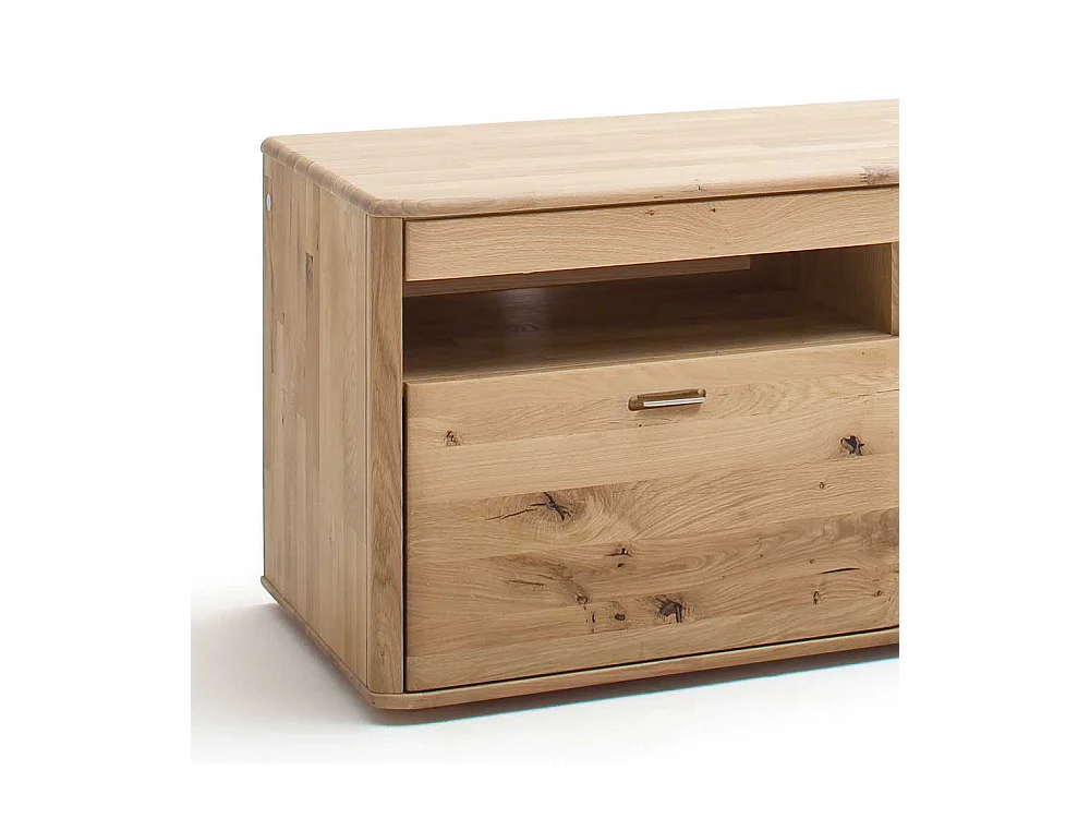 TV Bank Massivholz in Eiche Bianco 156 cm breit