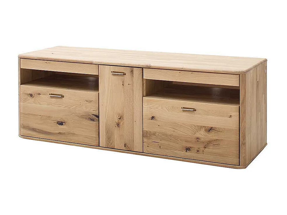 TV Bank Massivholz in Eiche Bianco 156 cm breit