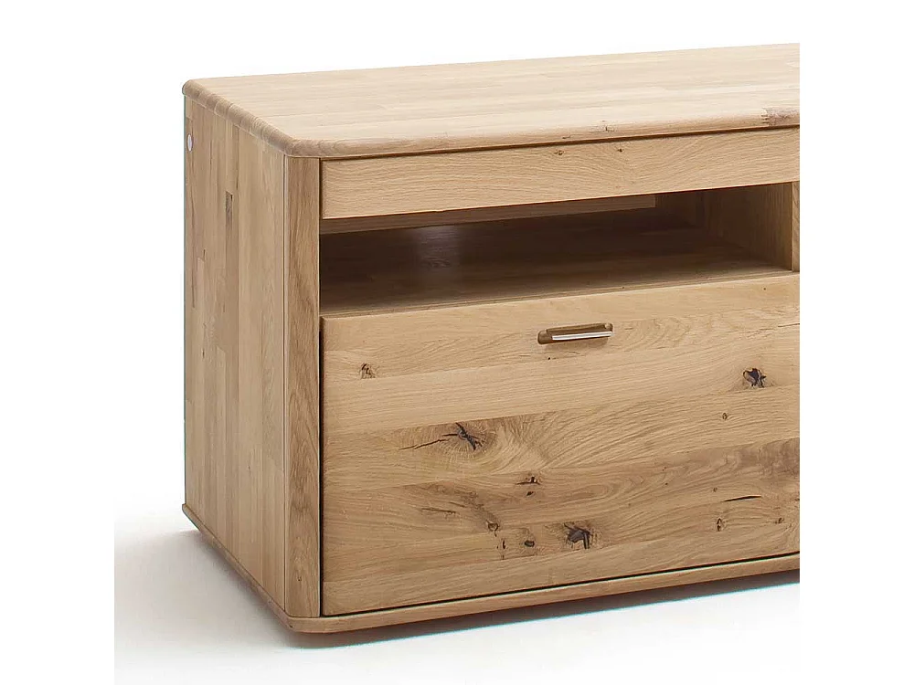 TV Bank Massivholz in Eiche Bianco 156 cm breit