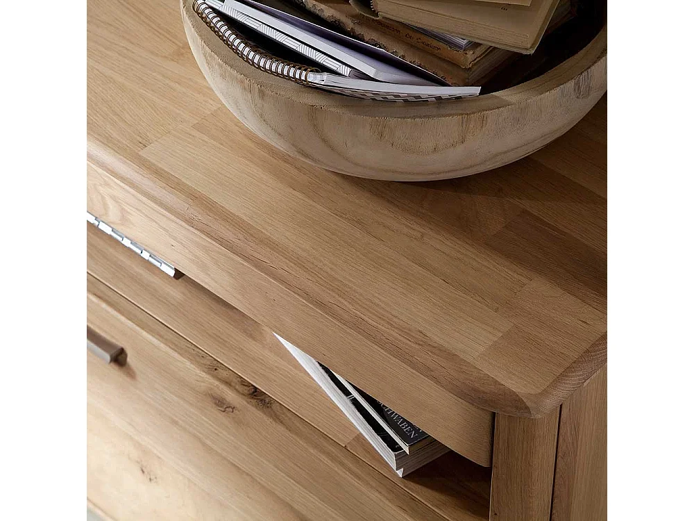 TV Bank Massivholz in Eiche Bianco 156 cm breit