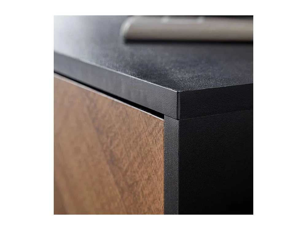 Phonomöbel in Eichefarben & Schwarz 2 Türen 2 offene Fächer