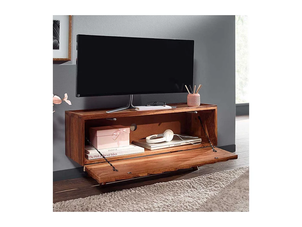 TV Lowboard mit 3D Holz Front Sheesham Massivholz