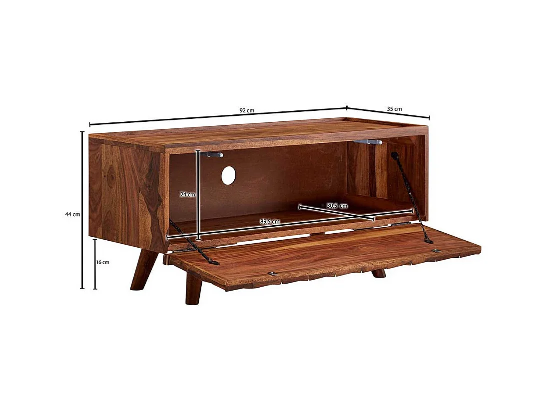 TV Lowboard mit 3D Holz Front Sheesham Massivholz