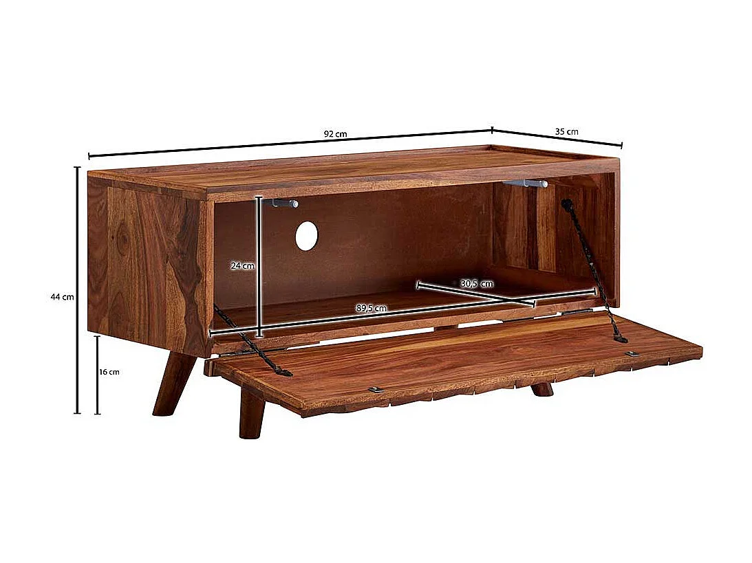 TV Lowboard mit 3D Holz Front Sheesham Massivholz
