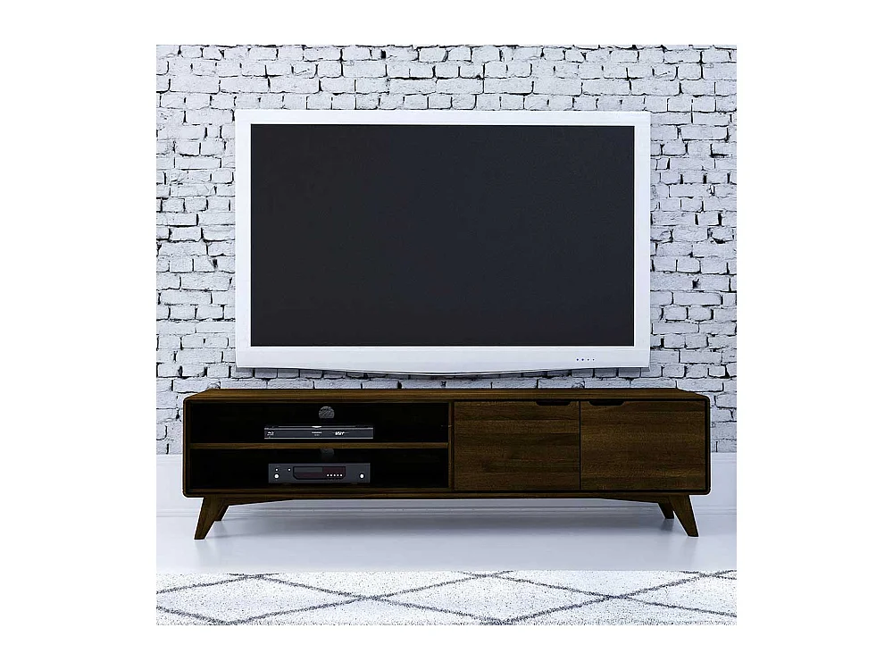 TV Board in Nussbaumfarben Wildeiche Massivholz