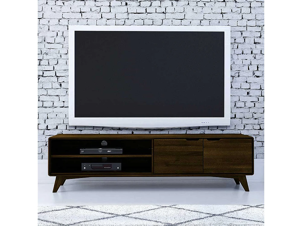 TV Board in Nussbaumfarben Wildeiche Massivholz