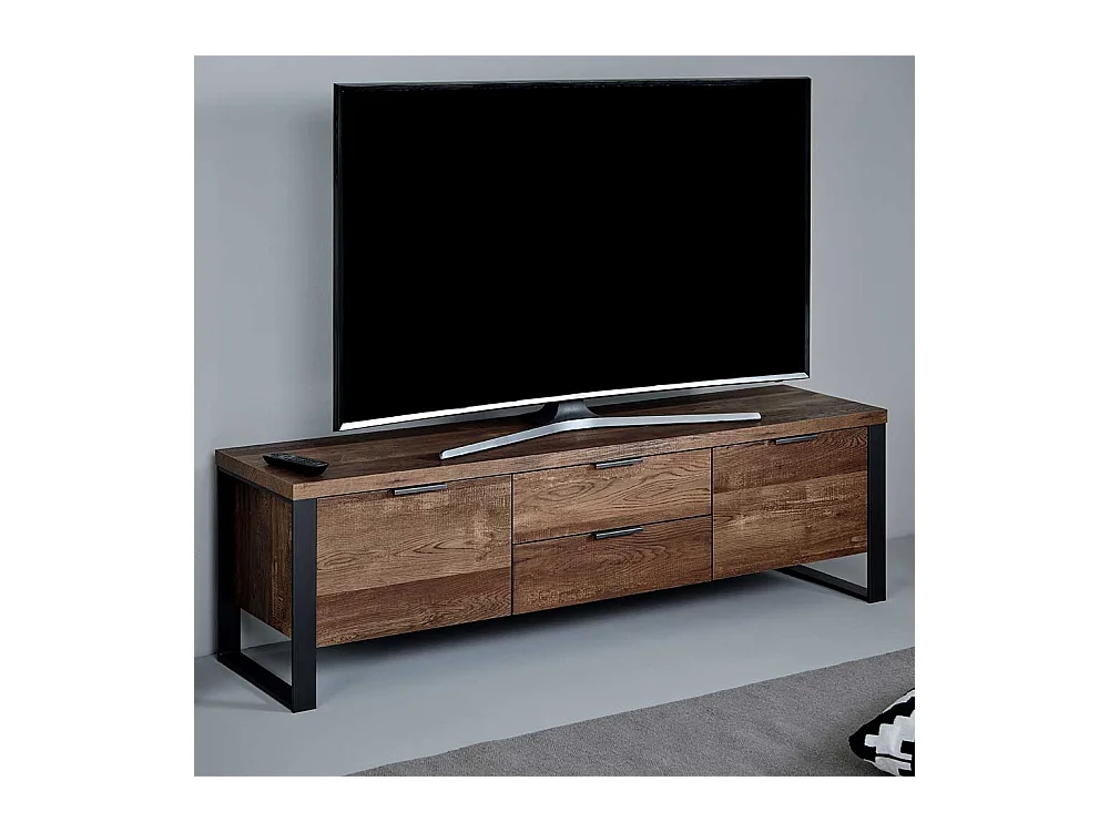 TV Unterschrank in Eiche dunkel und Schwarz 45 cm hoch