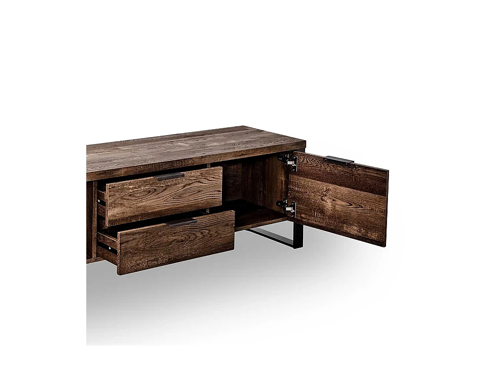 TV Unterschrank in Eiche dunkel und Schwarz 45 cm hoch