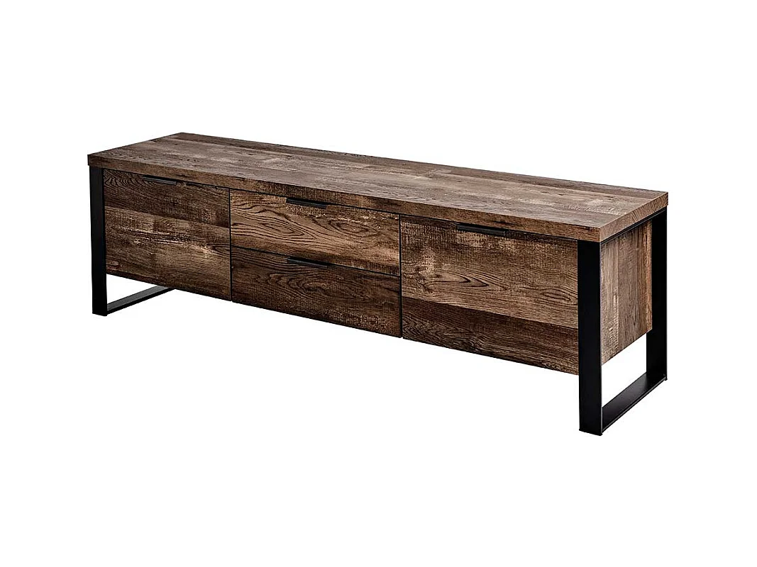 TV Unterschrank in Eiche dunkel und Schwarz 45 cm hoch