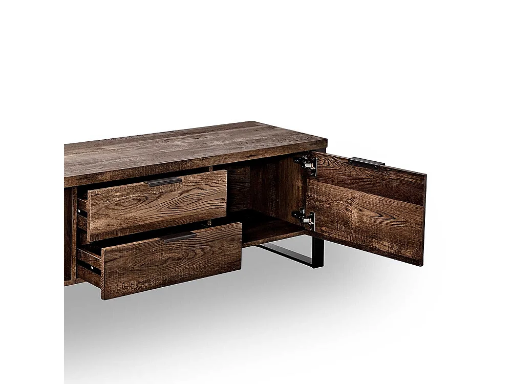 TV Unterschrank in Eiche dunkel und Schwarz 45 cm hoch