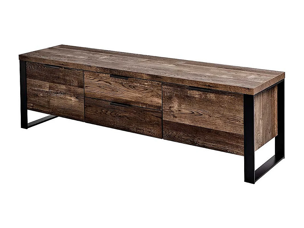 TV Unterschrank in Eiche dunkel und Schwarz 45 cm hoch