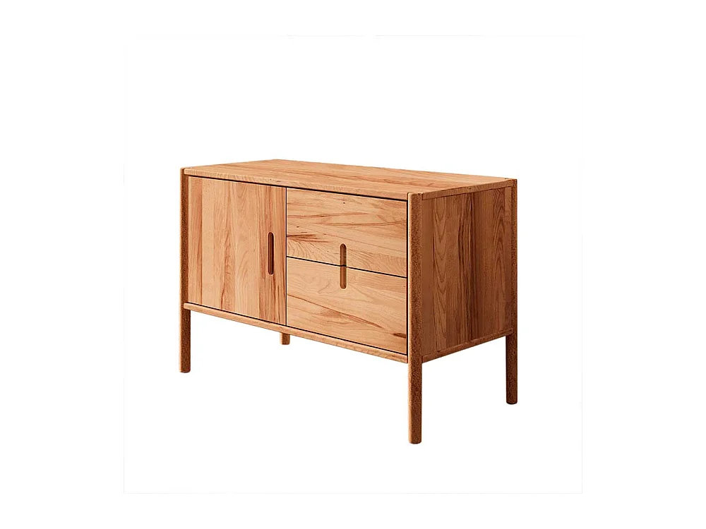 Holzkommode massiv in Wildbuchefarben zwei Schubladen und Tür