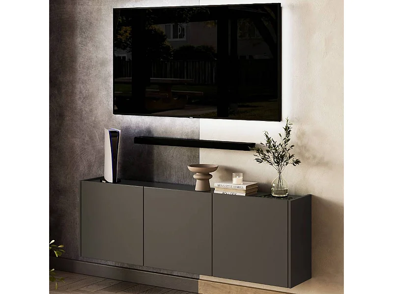 Hängeschrank Wandschrank 138 cm breit in Dunkelgrau