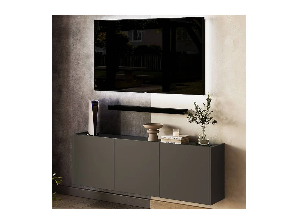 Hängeschrank Wandschrank 138 cm breit in Dunkelgrau