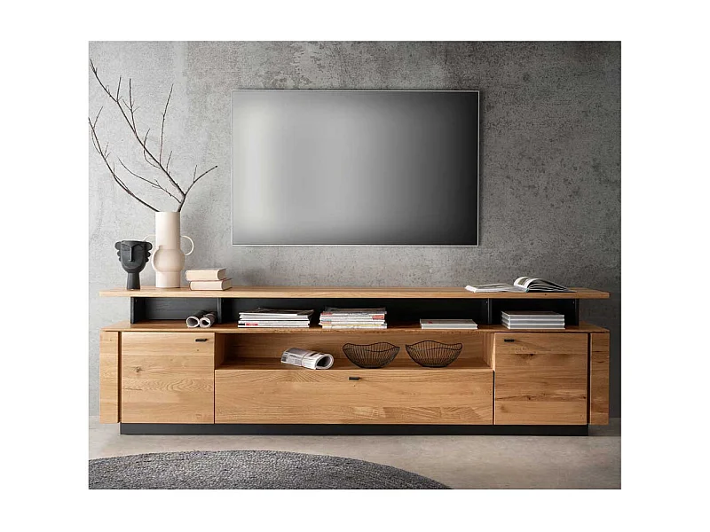 TV Element Wildeiche massiv geölt 220 cm breit TV Aufsatz