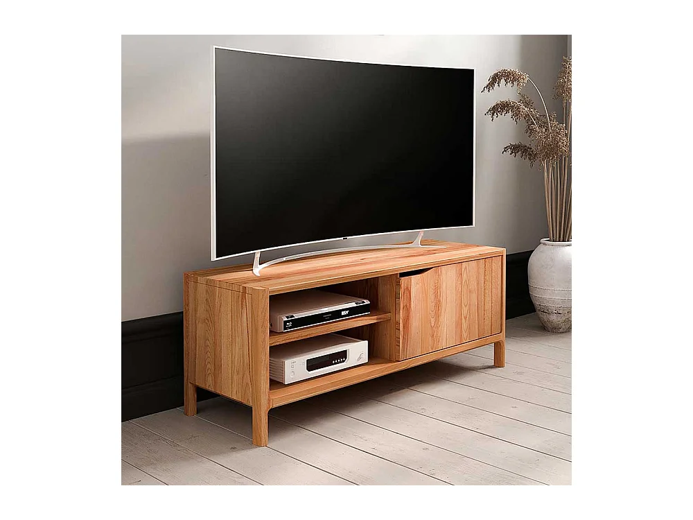 TV Board Fernsehtisch mit einer Tür und Massivholz Oberfläche