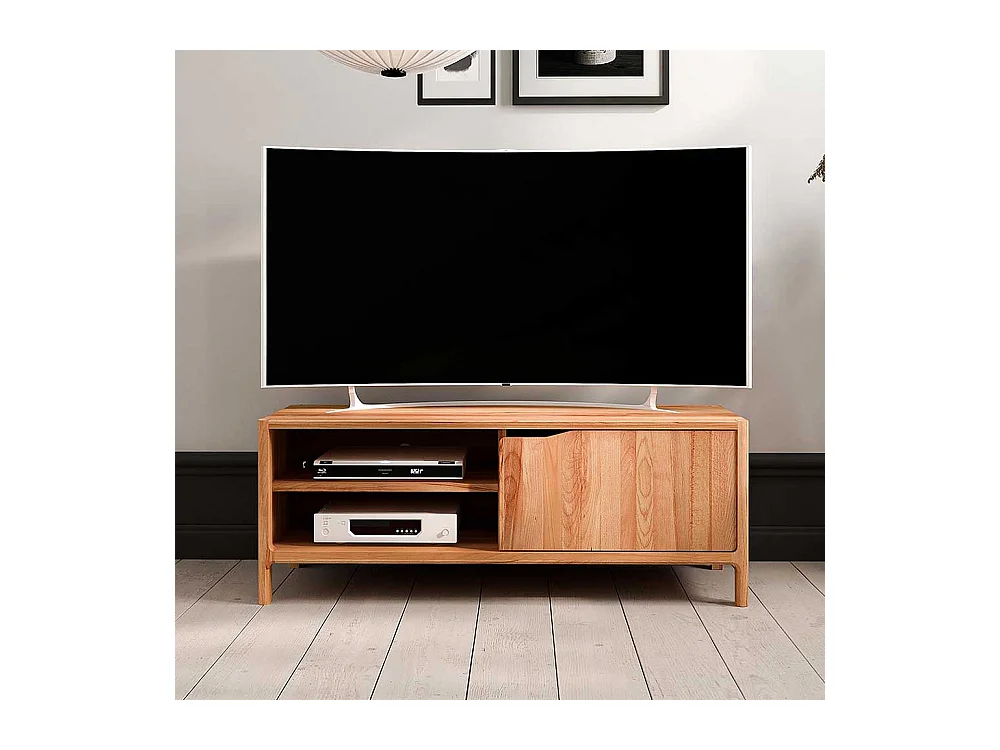 TV Board Fernsehtisch mit einer Tür und Massivholz Oberfläche