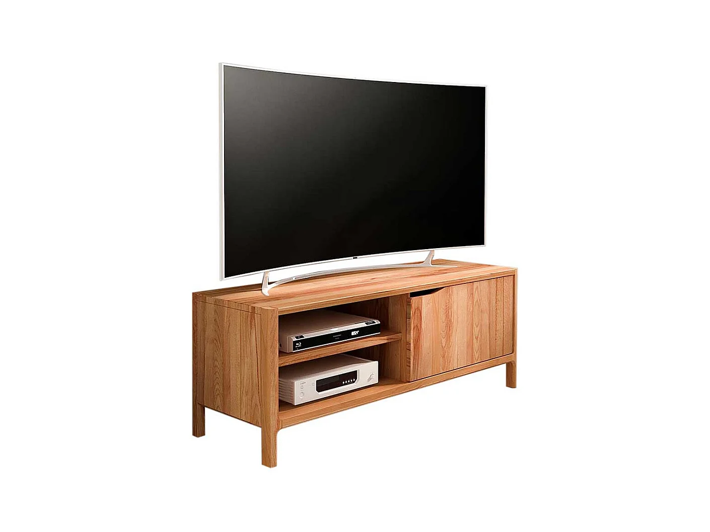 TV Board Fernsehtisch mit einer Tür und Massivholz Oberfläche