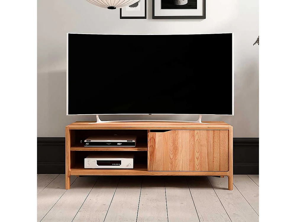 TV Board Fernsehtisch mit einer Tür und Massivholz Oberfläche