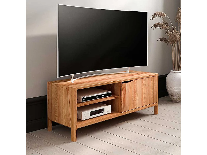 TV Board Fernsehtisch mit einer Tür und Massivholz Oberfläche