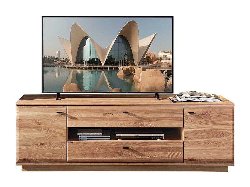 Unterschrank Fernseher teilmassiv in Eschefarben Wildeichefarben