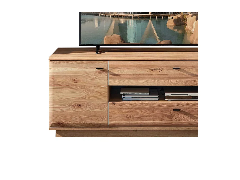 Unterschrank Fernseher teilmassiv in Eschefarben Wildeichefarben