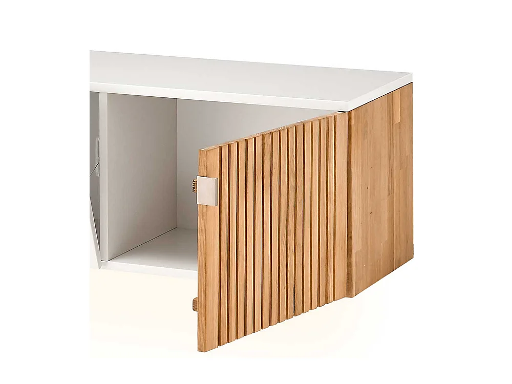 Fernsehlowboard hängend in Eiche Bianco und Weiß 206 cm breit