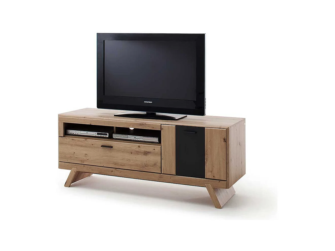 TV Lowboard in Eiche Optik und Dunkelgrau modern